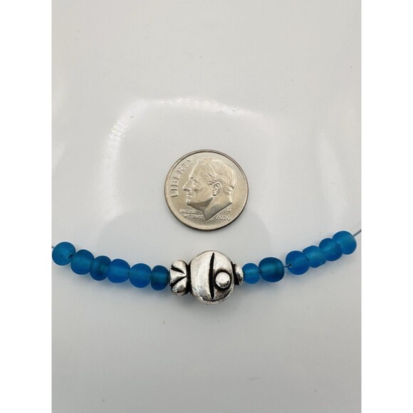 Philippe Audibert Paris Fish Charm Blue Glass Wire Choker Necklace 15” - Picture 5 of 7